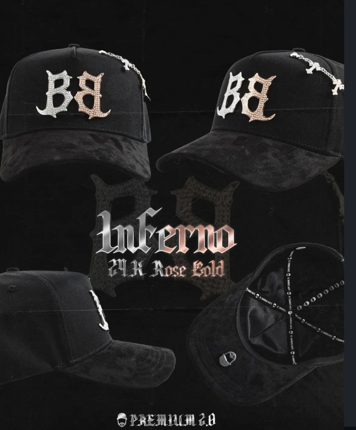Gorra Barbas Hats "INFERNO" 24k Rose Gold